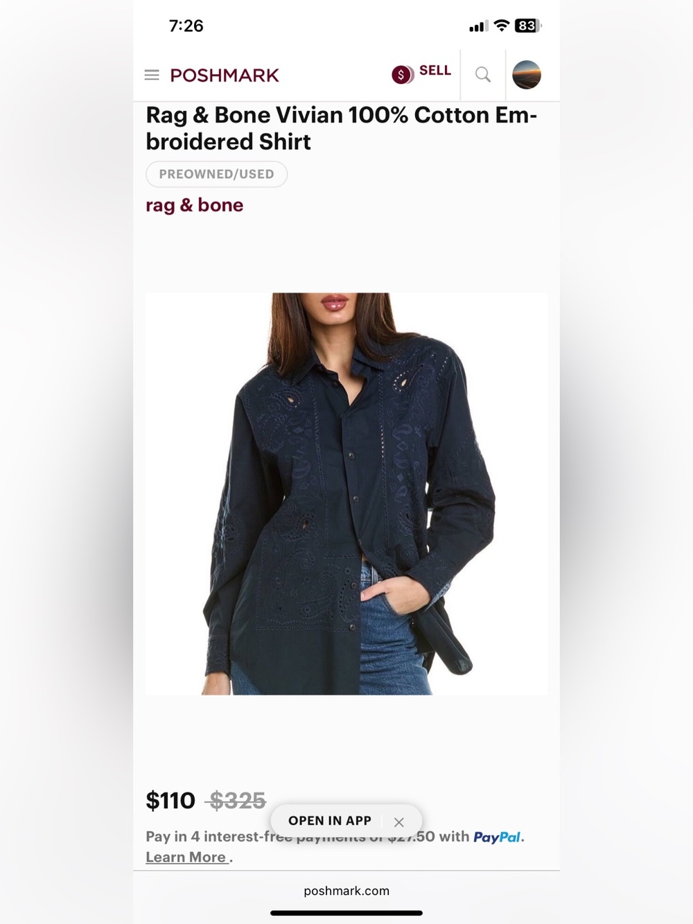 rag & bone Navy Eyelet Button-Up Shirt & shorts set